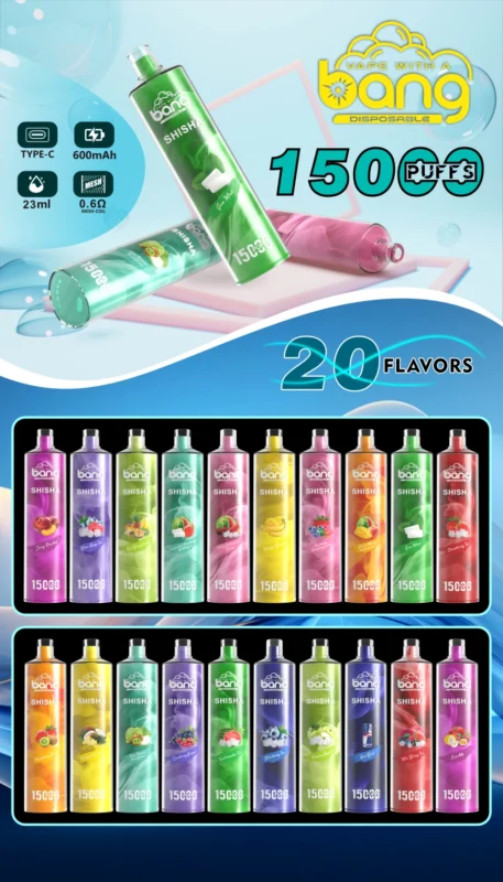 Bang 15000 Puffs Narguilé Vape descartável 