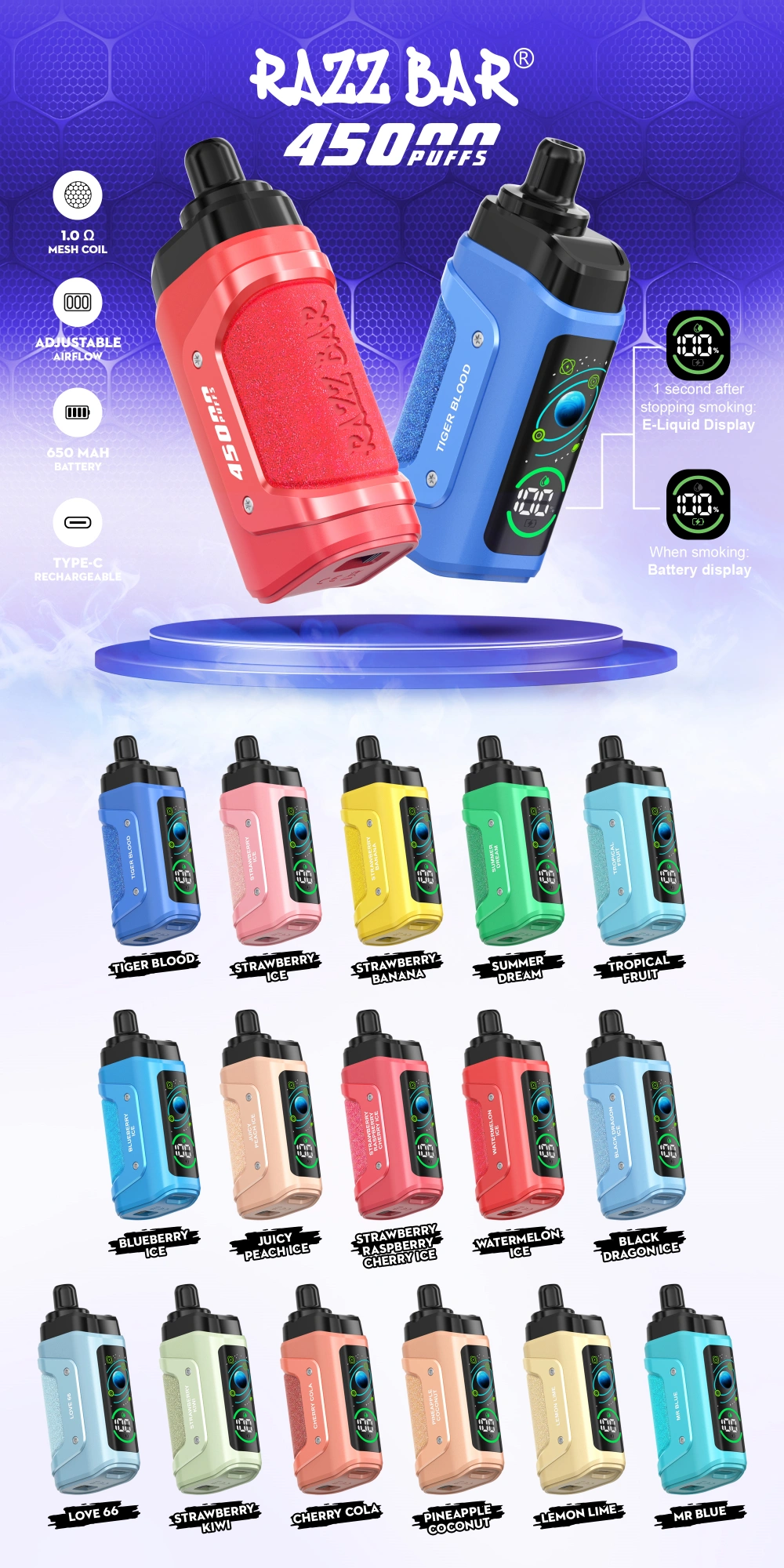PuffWild Razz Bar 45000 Puffs Eldobható Vape