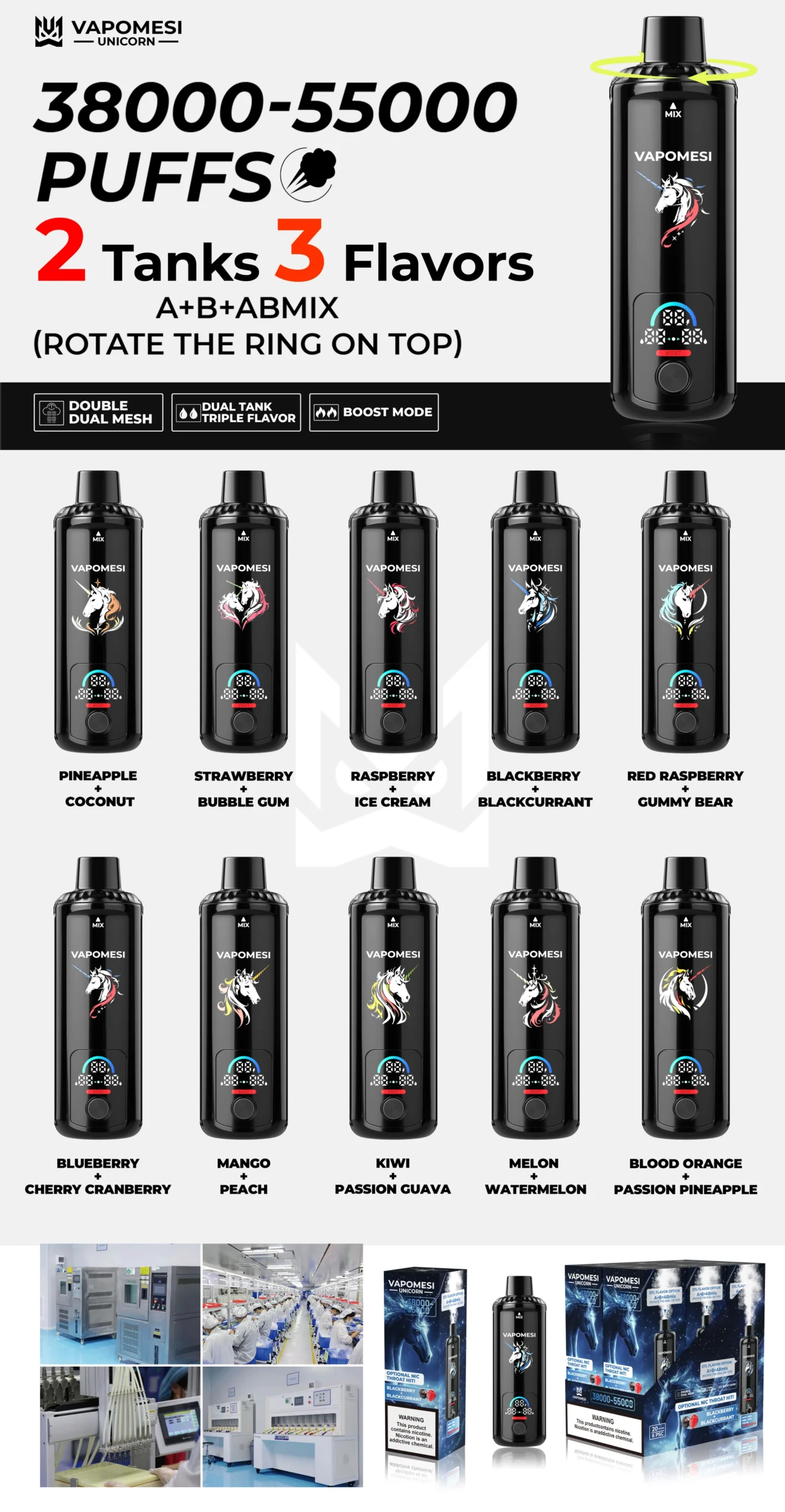 PuffWild Vapomesi Einhorn 55000 Puffs Einweg Vape