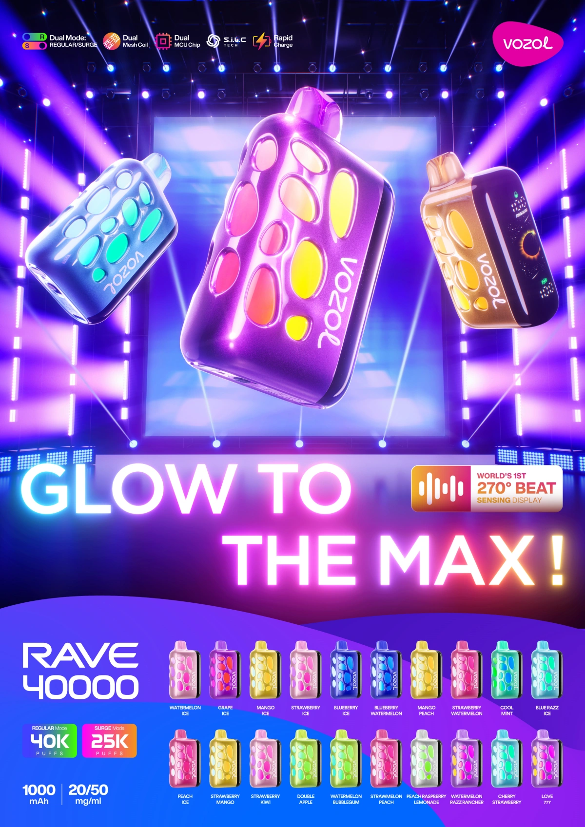 Armazém da UE Vozol Rave 40000 Puffs 40k descartável Vape Shop Online Beat Sensing Display Envio gratuito 16 PuffWild Vozol Rave 40000 Puffs Vape descartável