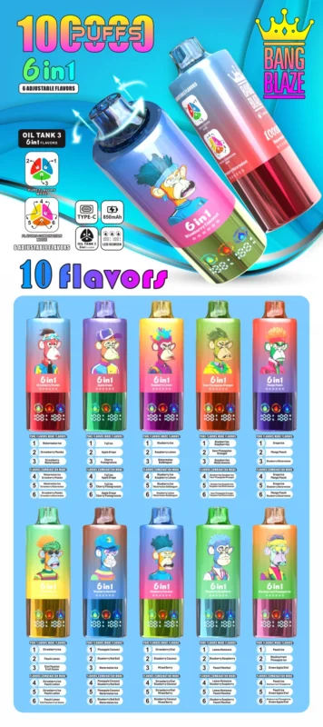 Bang Blaze 100K Puffs Vape: 6 Flavors & LED Screen 4 Bang Blaze 100k Puffs 6 in 1 Big Puff Einweg Vape 2025 Neu