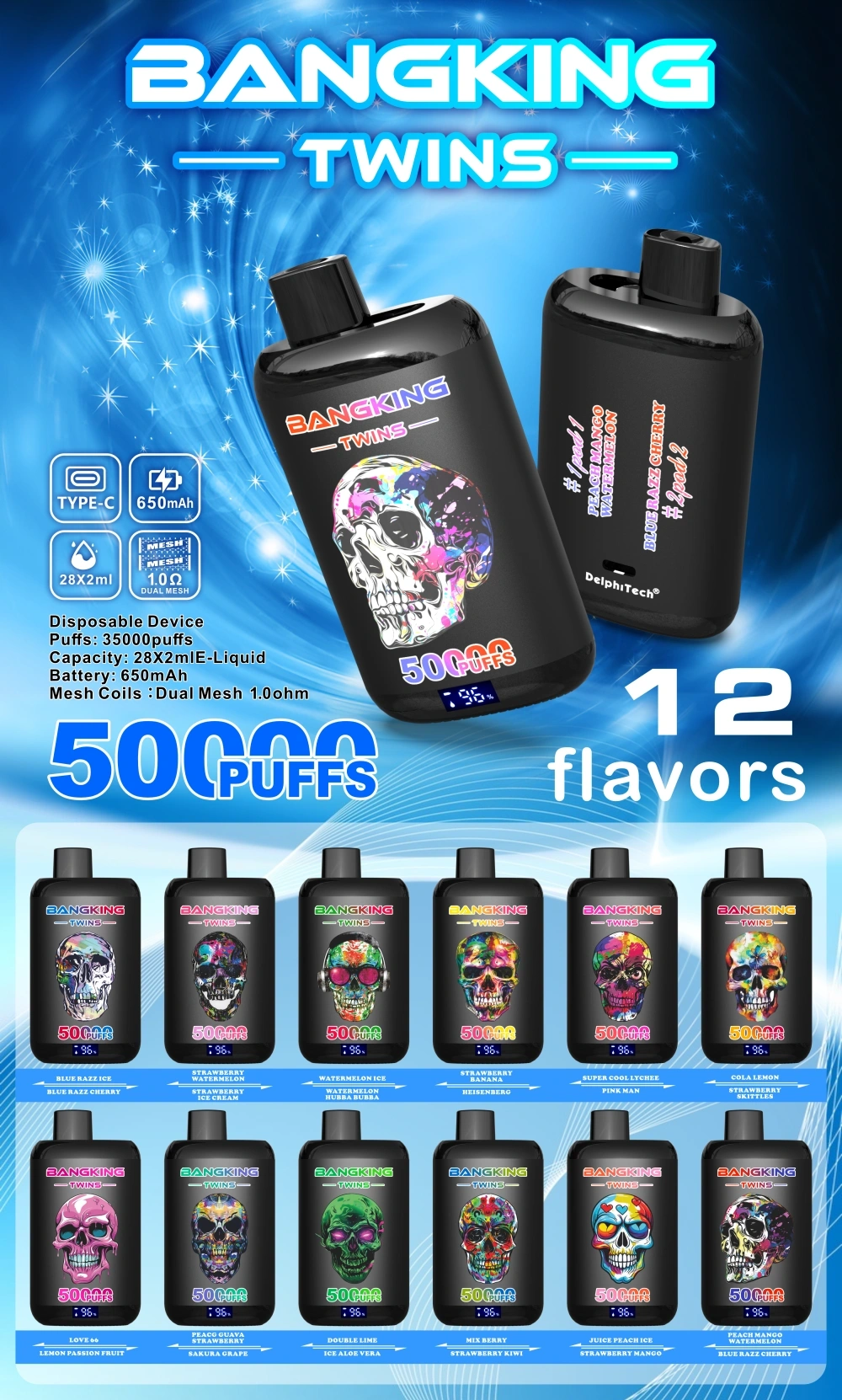Sample Vape 50k Bang King Twins 50000 Puffs Disposable Electronic Cigarette Buy 2pcs Free Shipping 14 Puffwild Sample Vape 50k Bang King Twins 50000 Puffs
