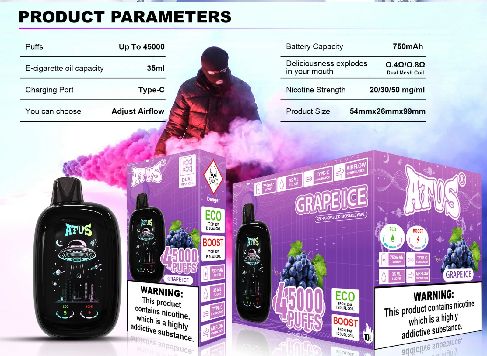 Puffwild ATVS 45000 Puffs jednorázové Vape