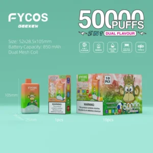 Puff 50k FYCOS 50000 Puffs eldobható Vape 2 az 1-ben kettős ízekben Ingyenes szállítás