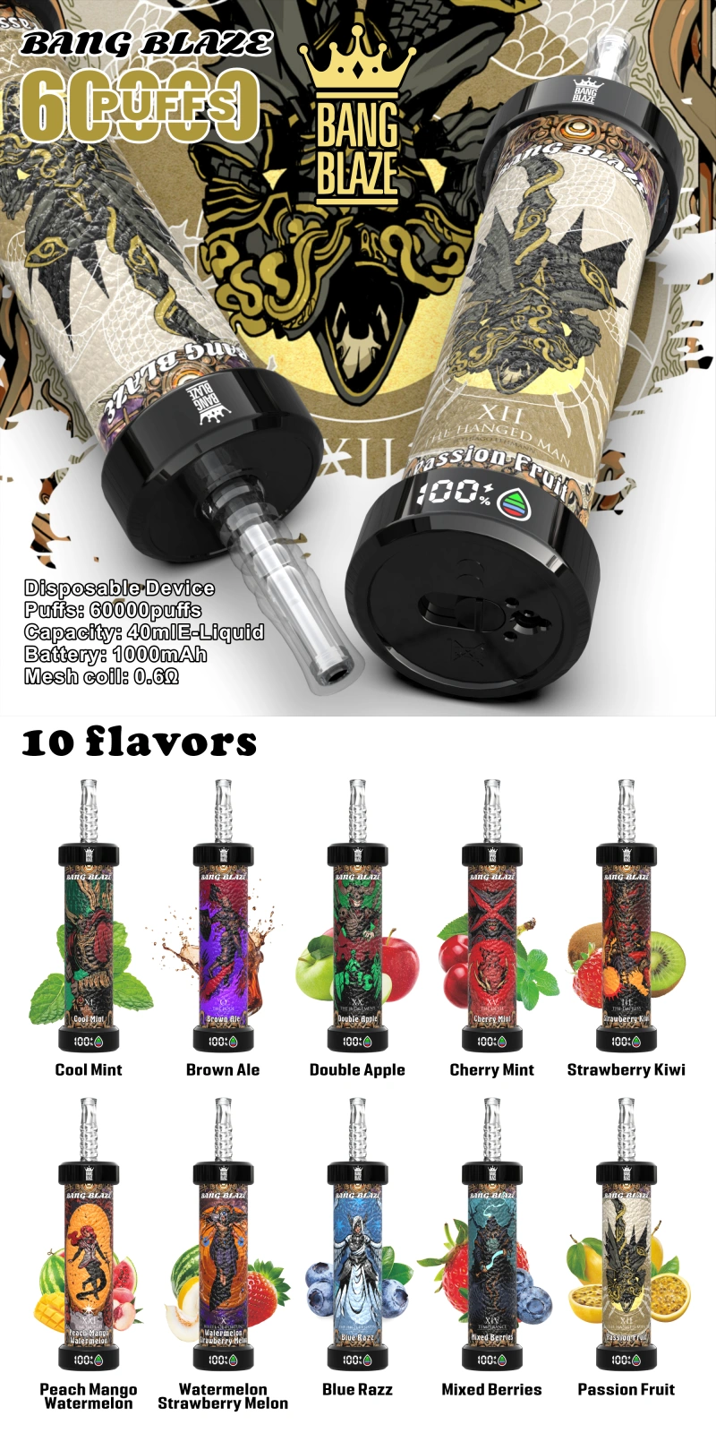 Single Vape 60000 Shisha Minimum Order Retail Shop Bang Blaze 14 Single Vape 60000 Minimalne zamówienie Sklep detaliczny Bang Blaze Shisha