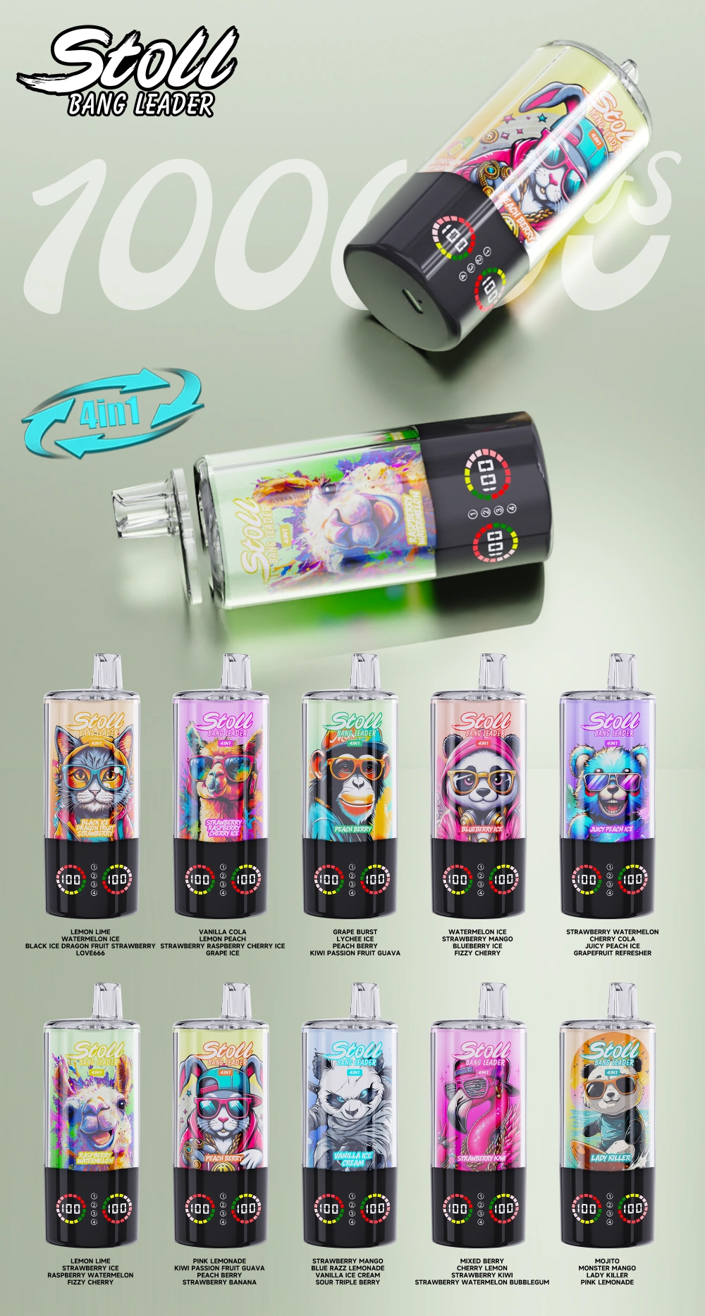 Puff 100k Bang Leader Stoll 100000 Puffs 4 in 1 Disposable Vape Wholesale Free Shipping 14 Puffwild Bang Leader Stoll 100000 Puffs jednorázové Vape
