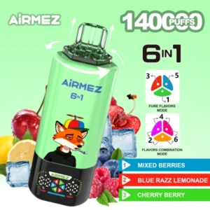 Airmez 140000 Puffs 140k 6 az 1-ben eldobható Vape nagykereskedelmi ingyenes szállítás