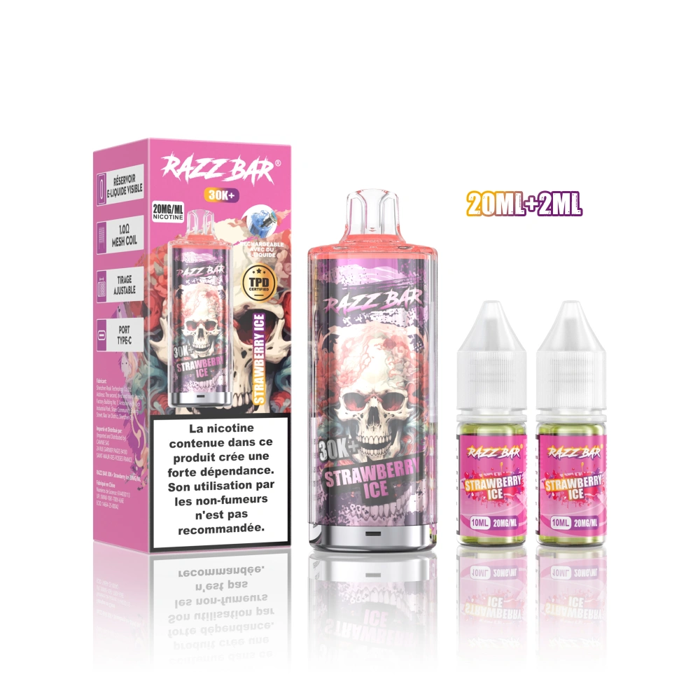 Razz Bar 30K+ Puffs Vape Desechable TPD Recargable Recargable con 20ml E-Liquid EU Warehouse