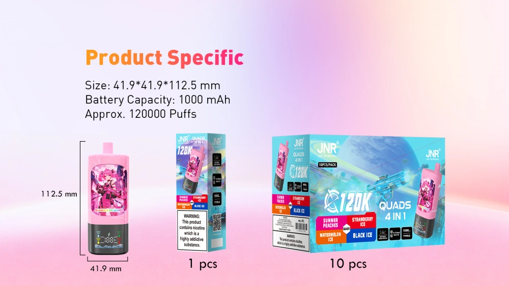 Puff 120k JNR Quads 120000 Puffs 4 in 1 Einweg Vape Pen Großhandel kostenloser Versand
