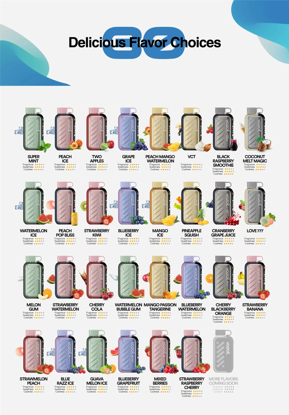 Vozol Gear 50k Puffs 50000 Ice & Sweet Control Eldobható Vape EU raktár