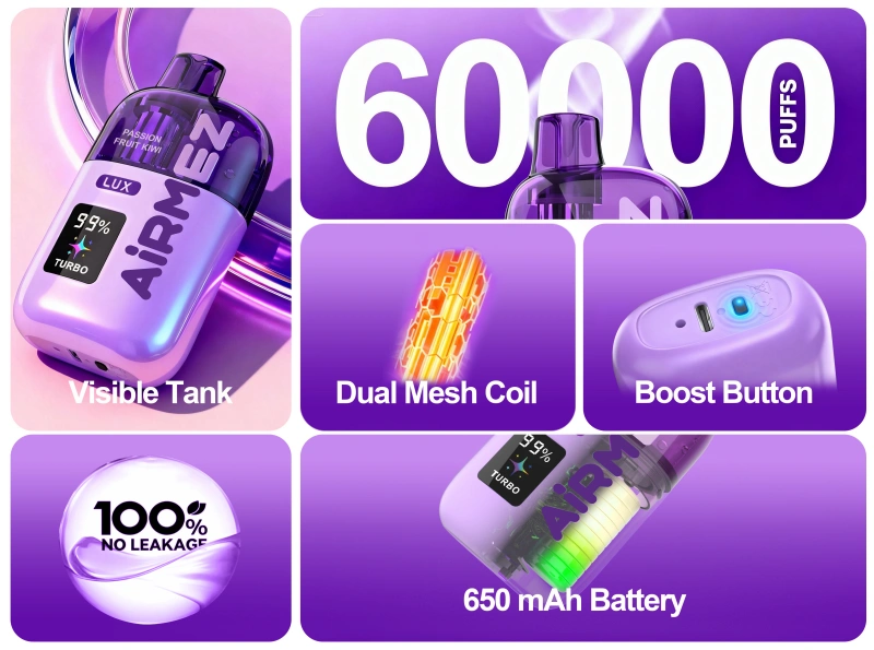 Puff 60k Airmez LUX 60000 soffi di cristallo monouso Vape Spedizione gratuita Magazzino cinese