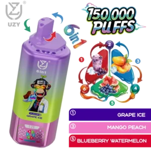 UZY 150k Puffs 6 az 1 ízekben eldobható Vape 150000 ingyenes szállítás EU raktár