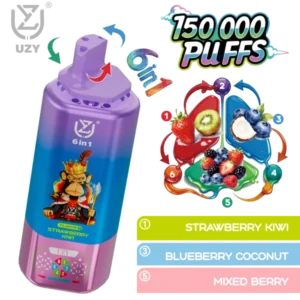 UZY 150k Puffs 6 in 1 Flavors Disposable Vape 150000 Free Shipping EU Warehouse