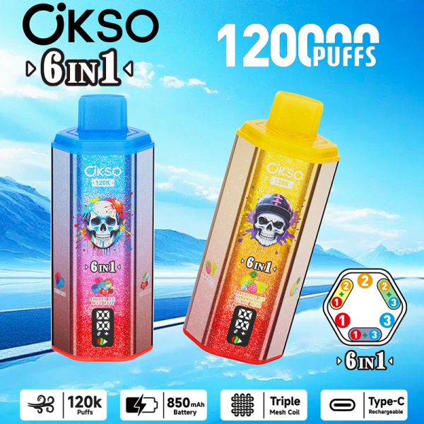 OKSO 120K Puffs 6 in 1 Best Disposable Vape Shop 120000 Free Shipping China Warehouse 1 OKSO 120K Puffs 6 in 1 Best Disposable Vape Shop 120000 Free Shipping China Warehouse