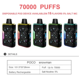 POCO 70000 Puffs Pupazzo di Neve Regolabile Freschezza e Dolcezza Vape usa e getta Magazzino UE