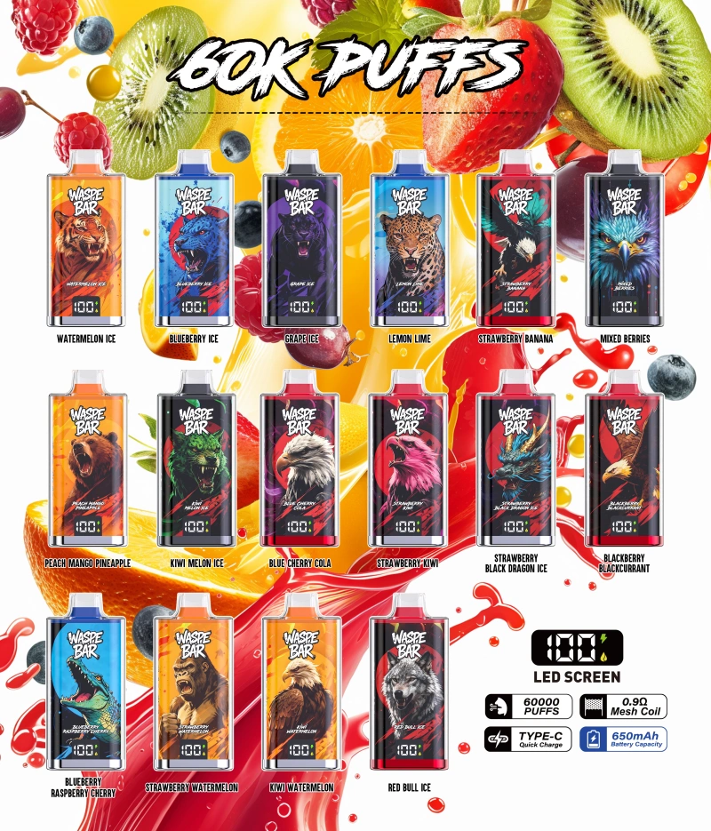 WASPE Bar 60k Puffs Crystal Wegwerp Vape 60000 Gratis verzending China Warehouse